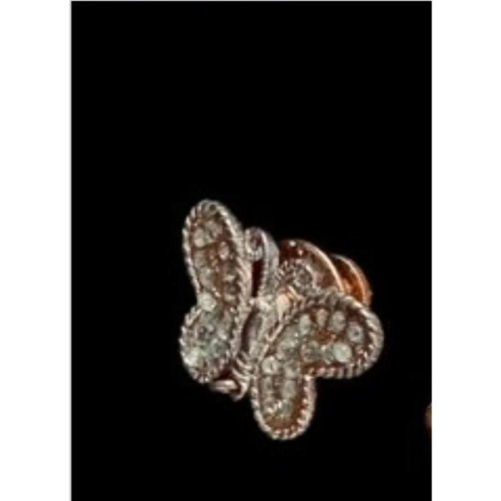 Sparkling Butterfly Pin Brooch Dangle Crystal Rhinestone Silver hat,‎ tie lapel